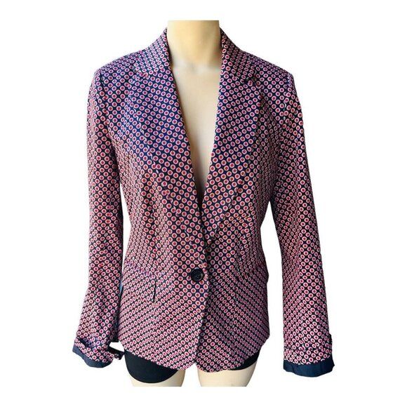 Michael Michael Kors Blazer Jacket Lined Pockets Red Dots Print Women's Sz 8 EUC - Picture 4 of 11